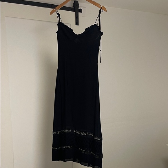 Reformation Black Midi Dress with Lace Details - Picture 6 of 6